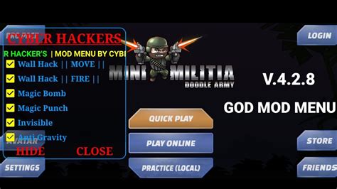 mini militia god mod menu